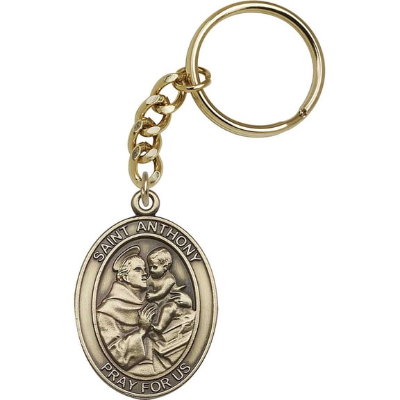 Antique Gold St. Anthony Keychain