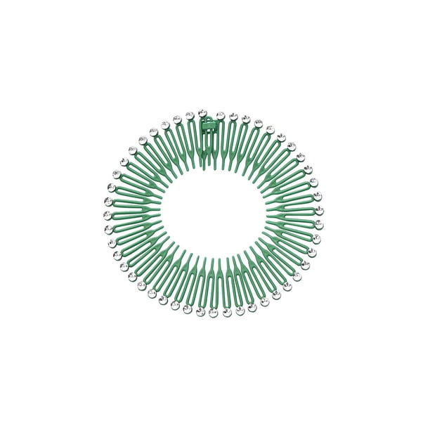 Seitruly Peine elástico circular completo, peines de cristal flexibles, soporte para diadema, accesorios para la cabeza, verde negruzco Cuidado del cabello Verde negruzco Seitruly CE012375-10