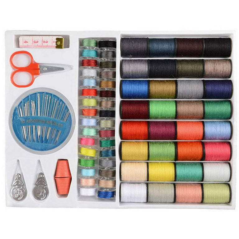Irene Inevent Sewing Thread Set 64 Color DIY Knitting Rope Woven Handicraft Thread Sewing Tool Kit Needle Box Color Random