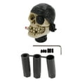 thumbnail image 1 of Perilla de cambio de marcha universal de 8.1 cm con diseño de calavera de resina para vehículos automáticos y manuales con 3 adaptadores, color negro, 1 set, 1 of 7