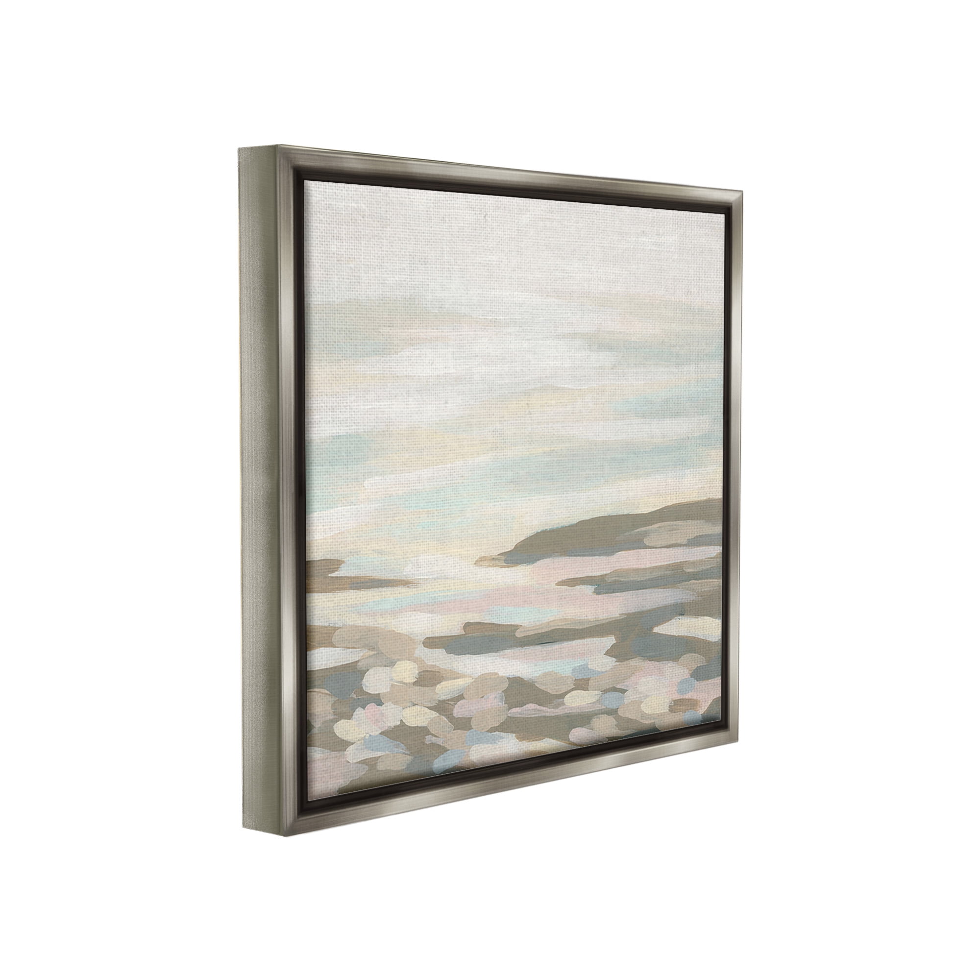 Stupell Industries Abstract Nautical Landscape Landscape Painting Gray Floater Framed Canvas Art Print Wall Art, 25 x 25