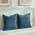thumbnail image 6 of Fancy Homi Set of 2 Dusty Blue Boho Decorative Throw Pillow Covers 16x16 inch for Couch Bed Sofa, Aesthetic Modern Farmhouse Room Decor, Soft Fuzzy Fluffy Cozy Corduroy Textured Cushion Case 40x40cm, 6 of 9