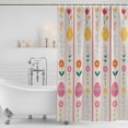 thumbnail image 3 of Spring Easter Shower Curtain, Waterproof Shower Curtains for Bathroom, Pink Yellow Vintage Eggs Floral Botanical Washable Fabric Bathtub Curtain Set Bath Decor with 12 Hooks Long 72"x84", 3 of 8