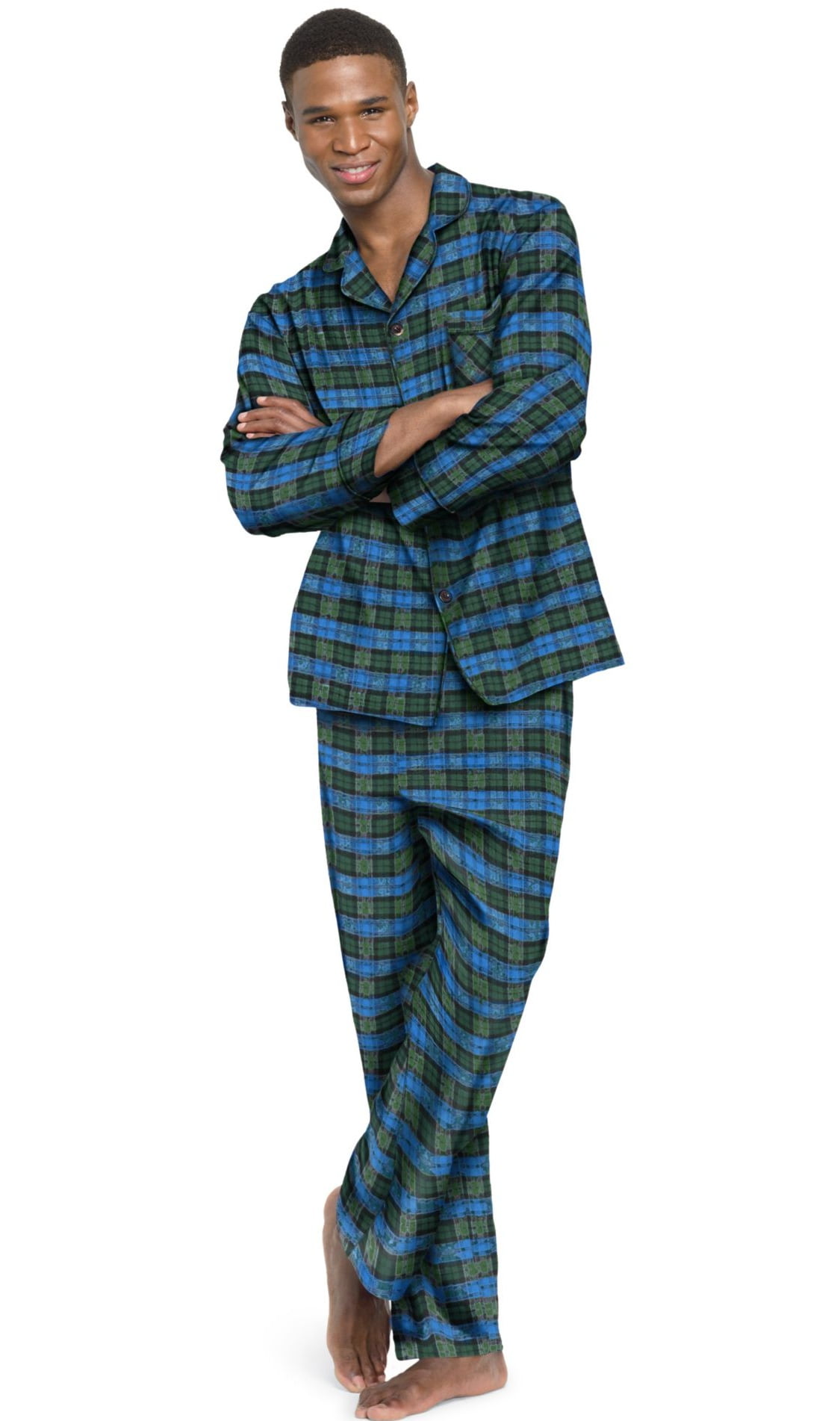 Hanes - Hanes Men`s Flannel Pajamas, 0140/0140X, 5XL, Black Green Plaid - Walmart.com - Walmart.com