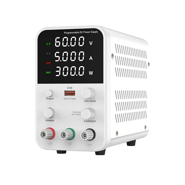 eccomum Alimentation Électrique DC Banc Variable 60V 5A Affichage Numérique Alimentation Réglable avec Interrupteur de Sortie, Port USB Rapide, Alarme de Court-Circuit, Bouton de Réglage de l'Encodeur