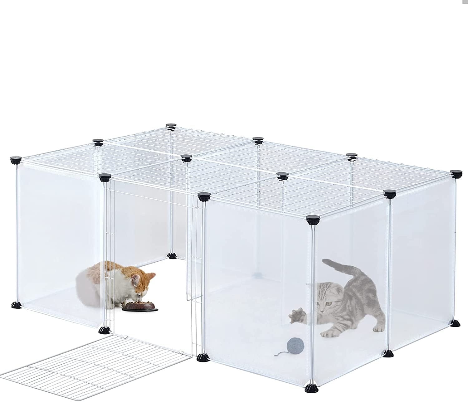 GoXteam Pet Playpen, Portable Large Plastic Yard Fence Small Animals, Puppy Kennel Crate Fence Tent, 14 X 14 Inch, White, 12 Panels