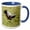 Blue/White, variant on 3drose, Africa, Tanzania, Ngorongoro Crater. Grey Crowned Crane Dancing, 11oz Two-tone Green Mug