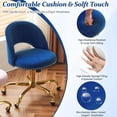 thumbnail image 6 of QHTER Modern Velvet Small Office Chair,Cute Desk Chair with Wheels,Gold Base/Studs, Comfy Armless Swivel Vanity Task Chair for Women/Girl/Kids, Nail Tech Chair for Bedroom,Small Space,Navy Blue, 6 of 9