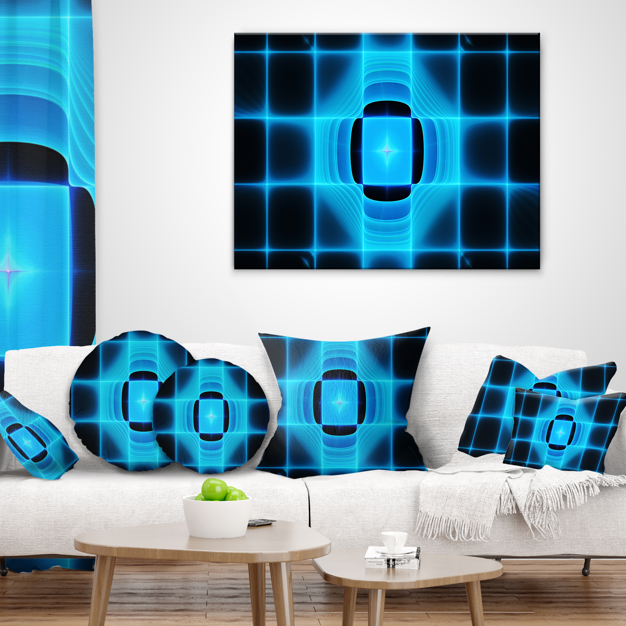 Designart Blue on Black Thermal Infrared Visor - Abstract Throw Pillow - 16x16