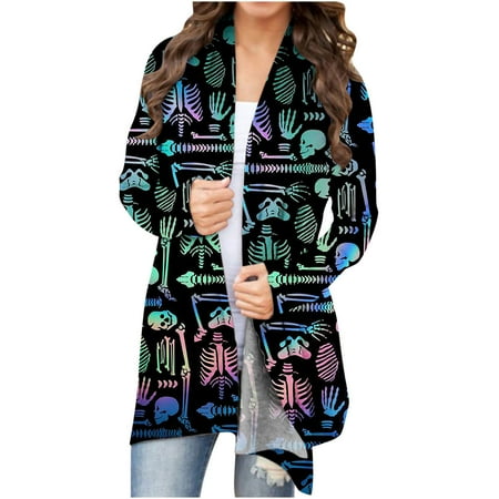 

Womens Cardigan Women s Long Sleeve T-Shirt Autumn Cardigan Loose Cardigan Printed Shirt Cardigan Top Cardigan Shirt Trench Coats for Women Puffer Jacket Womens Multicolor S
