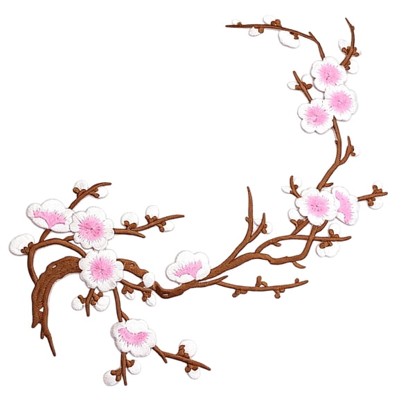 5/10/20 Pcs Cherry Blossom Patches – Iron-On Embroidered Floral Applique for Backpack, Clothing Repair & DIY Crafts