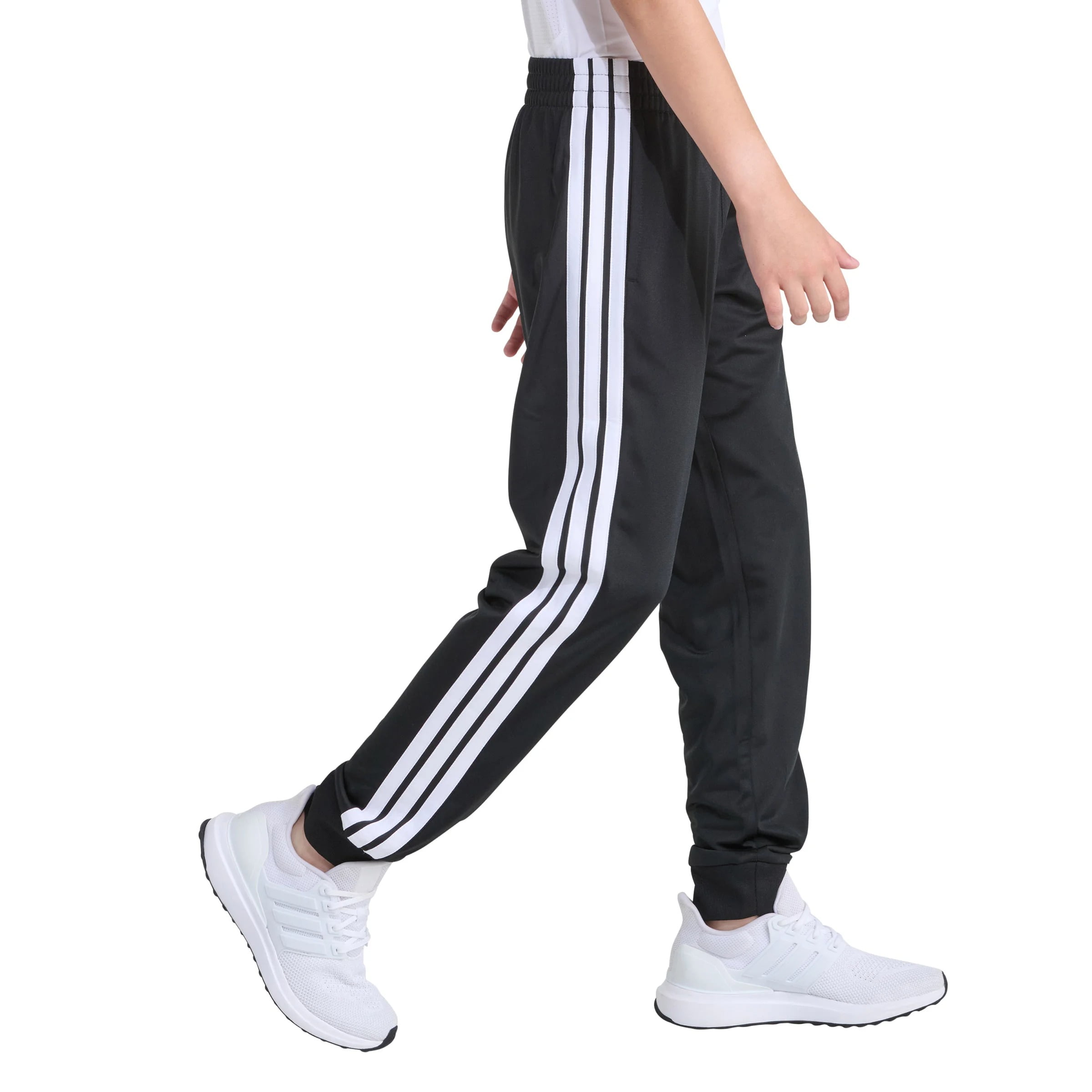 adidas Youth Boy's Tricot 3 Stripe Jogger Pant with Pockets (Black/Small)