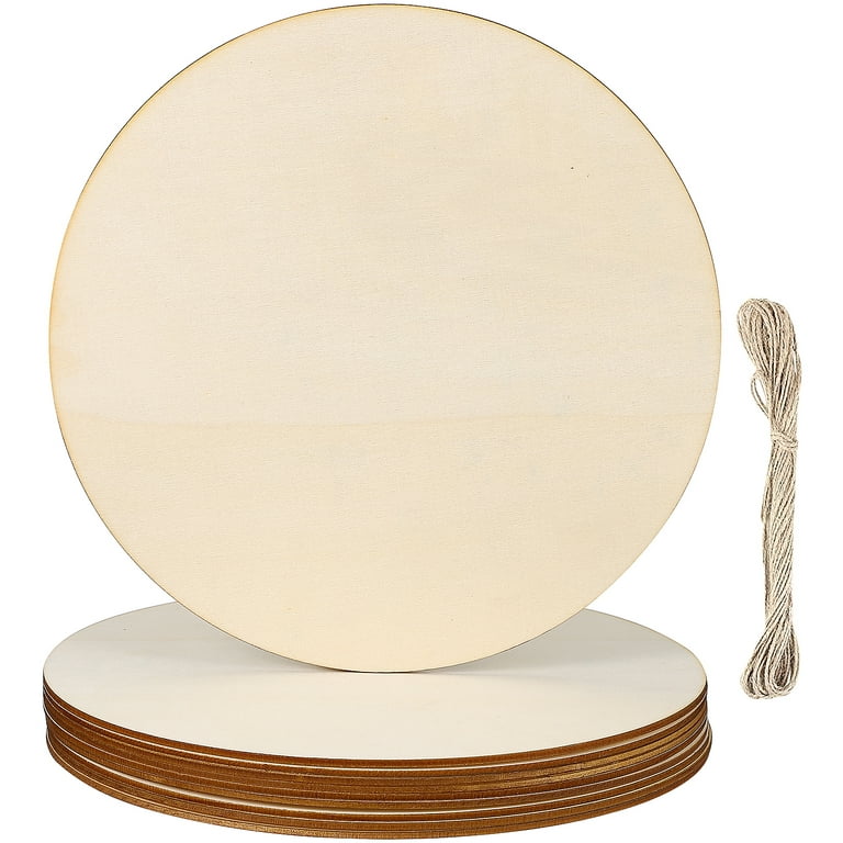 Bestonzon 10 Pcs Round Wooden Discs Natural Wood Discs Panels with Ropes  for DIY Crafts Crafts Painting Decorations