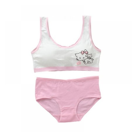 

Popular Girl s Matching Underwear Set - Cotton Print Racerback Training Bra and Hipster Panties