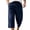 Dark Blue, variant on 3/4 Capri Pants for Men Below Knee Summer Sweat Shorts Ruched Cuffs Casual Workout Capris Drawstring Elastic Waist Athletic Cropped Trousers with Pockets Khaki L