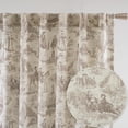 thumbnail image 3 of 100% Blackout Toile Linen Curtains for Bedroom Double Layer Farmhouse French Country Vintage Printed Pattern Thermal Sound Lined Back Tab Living Room Drapes 90 inch Length 2 Panels Beige, 3 of 4