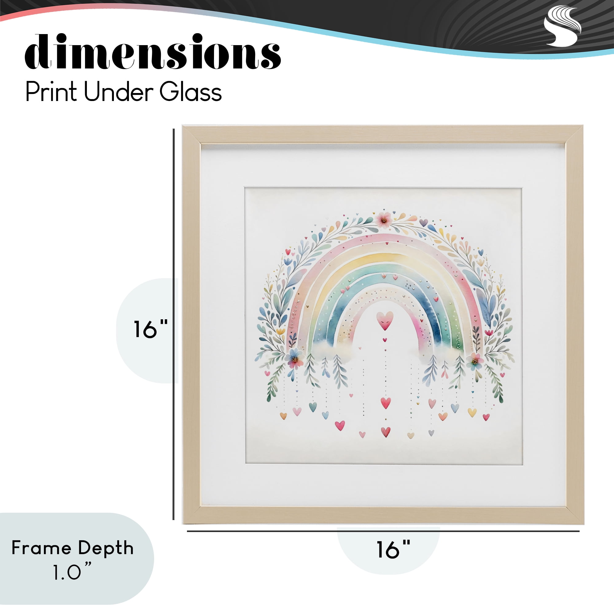Stupell Industries Rainbow with Hanging Hearts Birch Framed Print Under Glass, design by Creative Studio