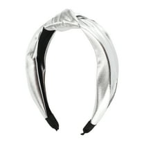 1 Pc Elegant Glossy Knotted Wide Hairband for Women for Girls 6.69"x5.12" Silver Tone