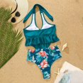 thumbnail image 3 of Gibobby Conjunto de Bikini Traje de baño tankini conservador con estampado de color sólido para mujer(Verde,G), 3 of 5