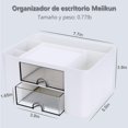thumbnail image 4 of Porta Lapices de Escritorio, con 5 Particiones y 2 Cajones Transparentes, Organizador de Escritorio Universal, Cajón Transparente para Fácil Acceso. (Blanco), 4 of 4
