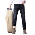 thumbnail image 1 of Pantalones vaqueros de hombre con forro polar, corte recto, elásticos, cálidos for el invierno, color azul claro, 1 of 7
