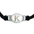 thumbnail image 2 of Letter K Floral Monogram Initial Novelty Suede Leather Metal Bracelet, 2 of 4