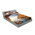thumbnail image 2 of Ambesonne Ocean Fitted Sheet & Pillow Sham Set, Sunset Pacific Paradise, Queen, Cream Blue, 2 of 2