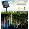 thumbnail image 2 of Solar Meteor Shower Rain Lights Outdoor, Waterproof Meteor Lights 8 Tubes 144 LED, Falling Raindrop Fairy String Lights for Tree Holiday Porch Yard Patio Roof Party Christmas Decoration ,Multicolor, 2 of 15