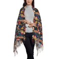 thumbnail image 2 of Honeii Orchids Flowers Print Scarf Oversized Scarf Tassel Fall Winter Thick Scarf Warm Shawl Women,Women's Scarves & Wraps, 2 of 8
