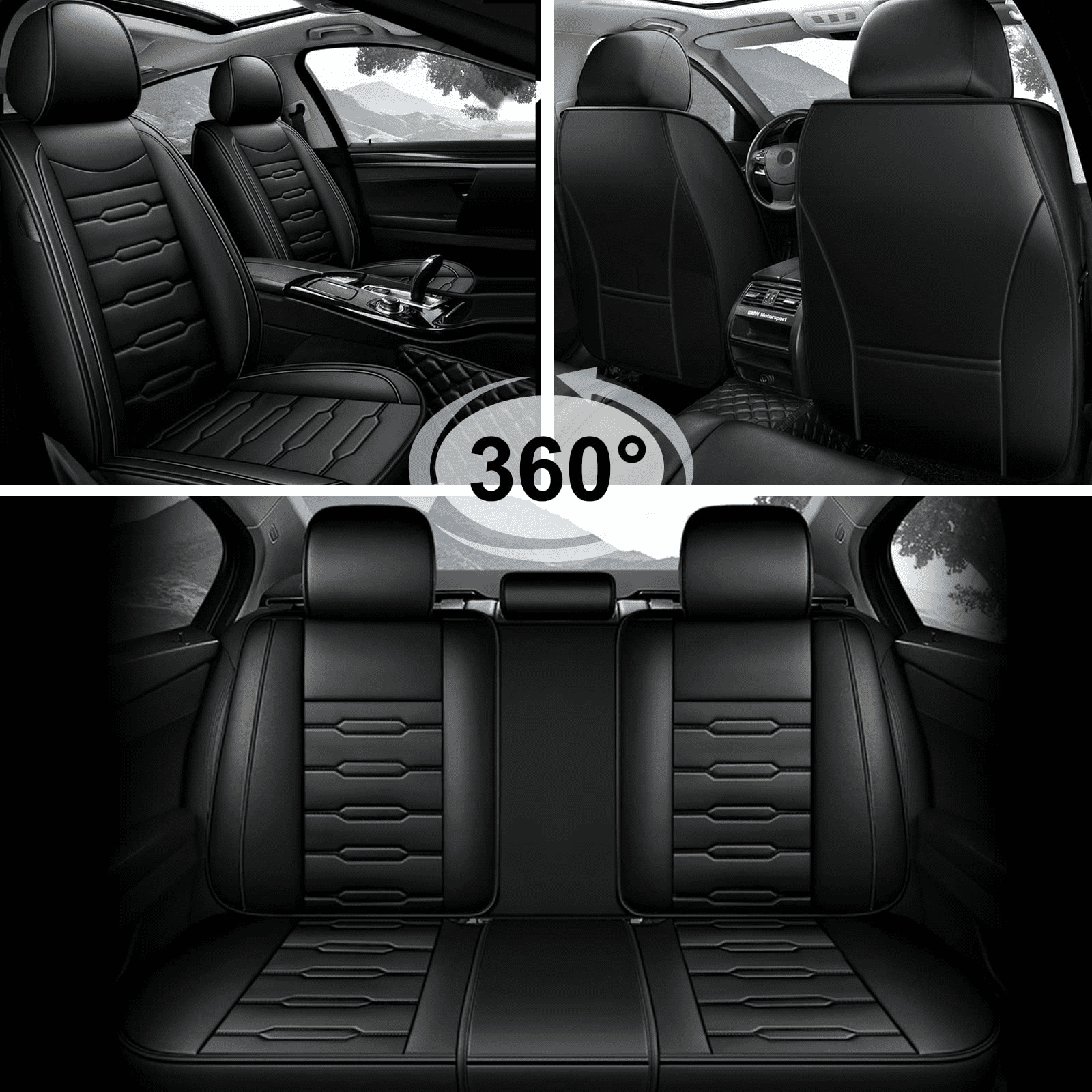 DIKSOAKR Car Seat Cover for Toyota Tacoma Accessories 2016 - 2023,Full Set Faux Leather Seat Protector,Waterproof Airbags Compatible Auto Interior,Black
