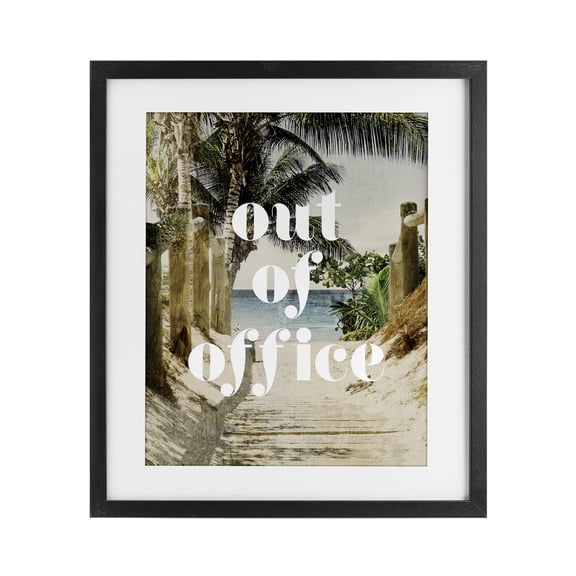 Out of Office Beach Path Black Framed Print Under Glass, design by Lil' Rue