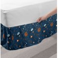 thumbnail image 2 of Alien Bed Skirt, Space Elements Pattern Satellite Stars, Elastic Bedskirt Dust Ruffle Wrap Around for Bedding Decor, 4 Sizes, Dark Sky Blue Dark Peach, by Ambesonne, 2 of 2