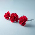 thumbnail image 4 of 6 Pcs Pinces à Cheveux Fleur Rose Épingle à Cheveux Rose Épingles à Cheveux de Mariée Broche en Forme de U Accessoires de Cheveux de Mariage pour Femmes Filles Fête, 4 of 5