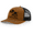 Caramel/Black, variant on Mens Droppin Drake Dog Carrying Duck Hunting Southern Duck Call Mens Embroidered Mesh Back Trucker Hat-Charcoal/Black