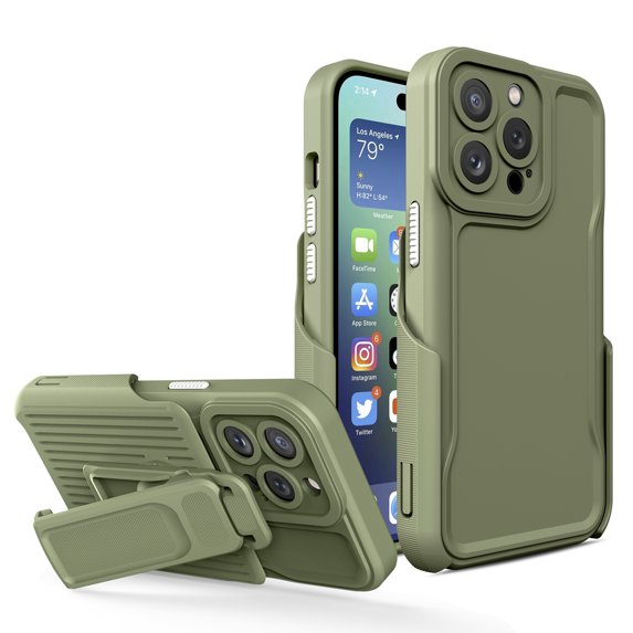 Phone Case for iPhone 14 Pro Max Case,Heavy Duty Hard Shockproof Armor Rugged Protector Case Cover with Belt Clip Holster for Apple iPhone 14 Pro Max 6.7 5G 2022 Phone Case, Armygreen