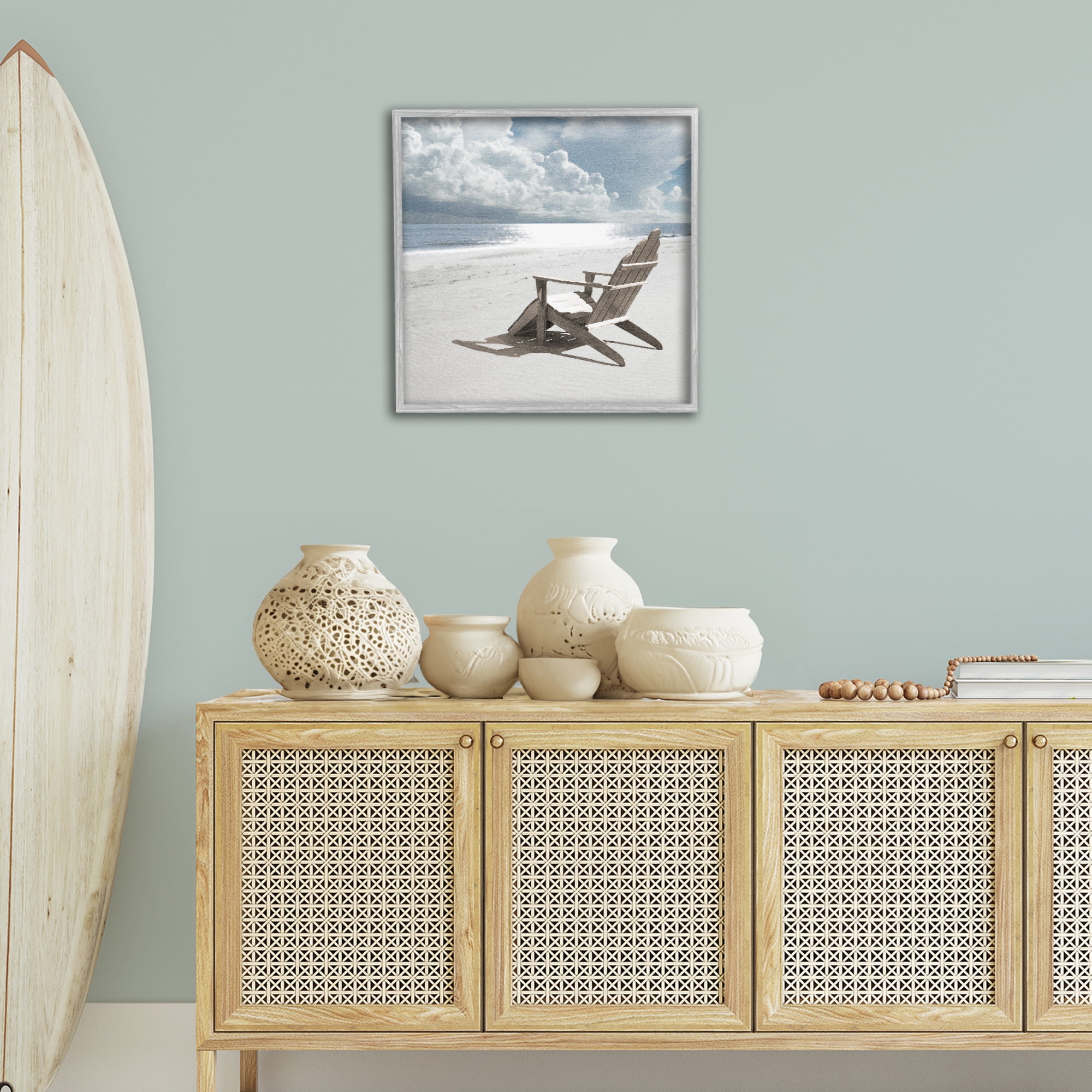 Stupell Industries Rolling Clouds Beach Coastal Photography Gray Framed Art Print Wall Art, 24 x 24