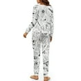 thumbnail image 3 of SCRAWLGOD Newspaper Print Women's Pajama Sets Long Sleeve Pullover Top and Full-Length Bottom with Pockets Drawstring, Soft Lounge Set Pockets 2 Piece Outfits Clothing, S, 3 of 7