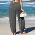 thumbnail image 6 of BLVB Womens Baggy Wide Leg Pants Casual Elastic Waisted Palazzo Harem Pants Boho Beach Vacation Outfits with Pockets, 6 of 6