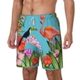 thumbnail image 2 of Balery Tropical Jungle Flamingo Mens Swim Trunks Swim Shorts for Men Quick Dry Inseam Beach Shorts with Compression Liner Pocket-XX-Large, 2 of 9