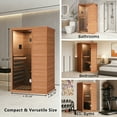 thumbnail image 6 of TEXBM 1000W Far Infrared Sauna Room - Solid Okoume Wood Portable Sauna with Bluetooth Speaker, Colorful LED Lights, USB Port, 7 Heating Panels, Tempered Glass Doo, 6 of 7