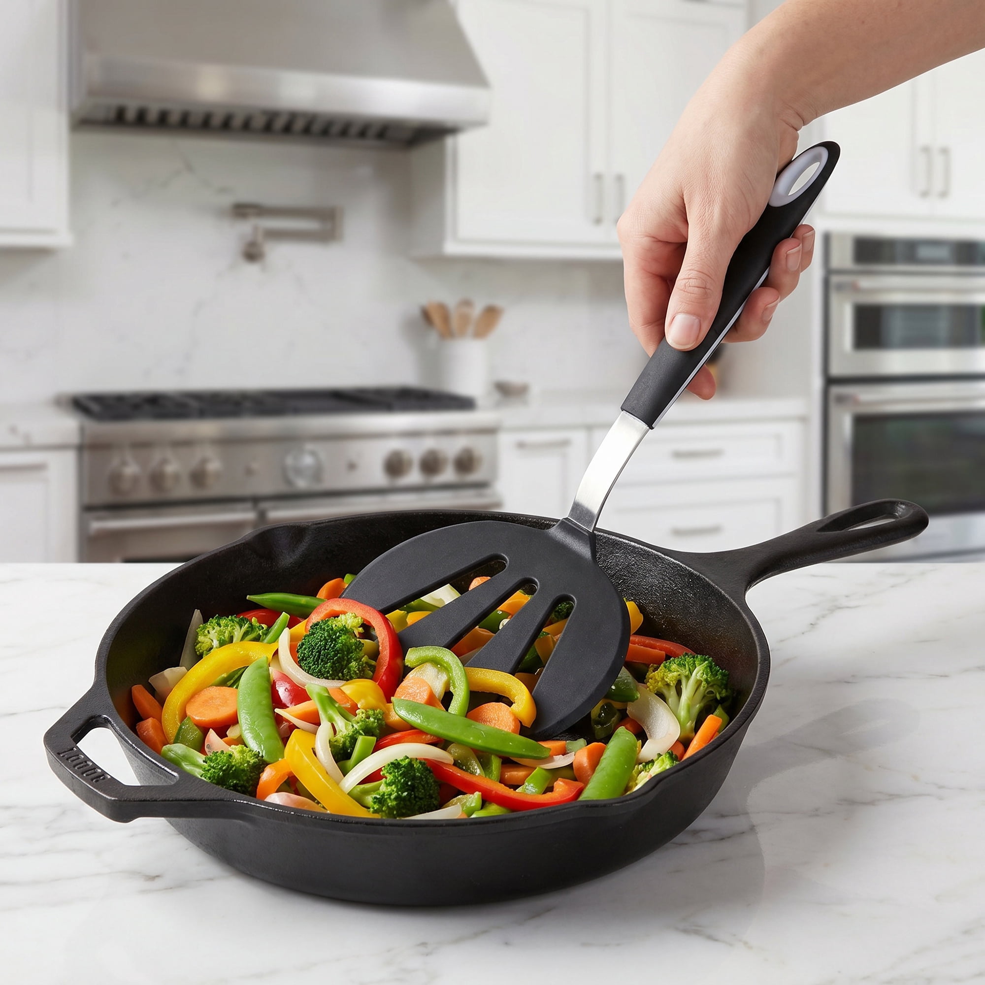 Unique Bargains Spatula Set with Rubber Tips for Non-Stick Cooking Black 12.8x5.7 inch