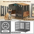 thumbnail image 3 of POAO 31"Heavy Duty Dog Crate Furniture with 360°Wheels,Dog Kennel Indoor for Small Dogs,Wooden Dog Cage with Feeding Window &Name Tag,Brown, 3 of 10