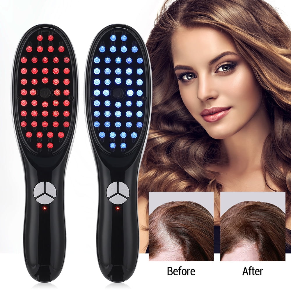 Scalp Massager Comb with Red & Blue Light, 2-in-1 Vibrating Scalp Care Brush for At-Home Relaxation and Supporting Hair Care Routines, Portable & Rechargeable