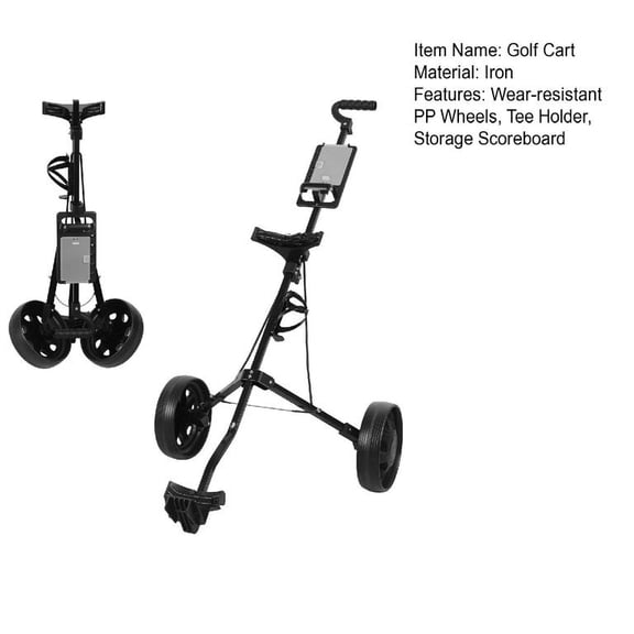 Golf Push Cart, 2 Wheel Foldable Golf Bag Cart with PP Wheels, Foot Brake, Tee Holder & Storage Scoreboard, Lightweight Quick Fold Trolley for All Terrain