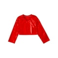 thumbnail image 3 of iiniim Kids Girls Boys Shinny Long Sleeve Dance Crop Tops Sequin Athletic Shirts Tee Dancewear, 3 of 7