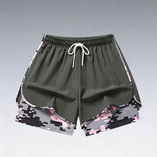 2 in 1 Shorts for Womens Compression Liner Gym Running Short Pants 5 Inch Quick Dry Workout Swim Trunks with Pockets