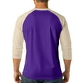 thumbnail image 4 of Hearthz Men's 3/4 Sleeve Baseball Raglan T-Shirts S-3XL,Big and Tall Henley Tops Cotton Sport Athletic Jersey Tee Shirt ,Purple XL, 4 of 7