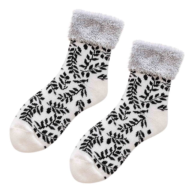 Christmas Socks Mid-Tube Thickened Fleece Socks Casual Solid Color Fleece Socks Home Socks