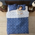 thumbnail image 3 of Virtu Comforter Sets, All Season Lightweight Botanical Full Size Comforter Sets, 3-Pc Bedding Sets, Majestic Blue/Cloud Stone, 3 of 8