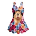 thumbnail image 4 of Uourmeti Cute Capybara & Vibrant Daisy Floral Swim Dress for Girls - Sleeveless Skirted One Piece Bathing Suit, Quick Dry & Stretchy for Beach, Pool & Summer Vacations, 4 of 8